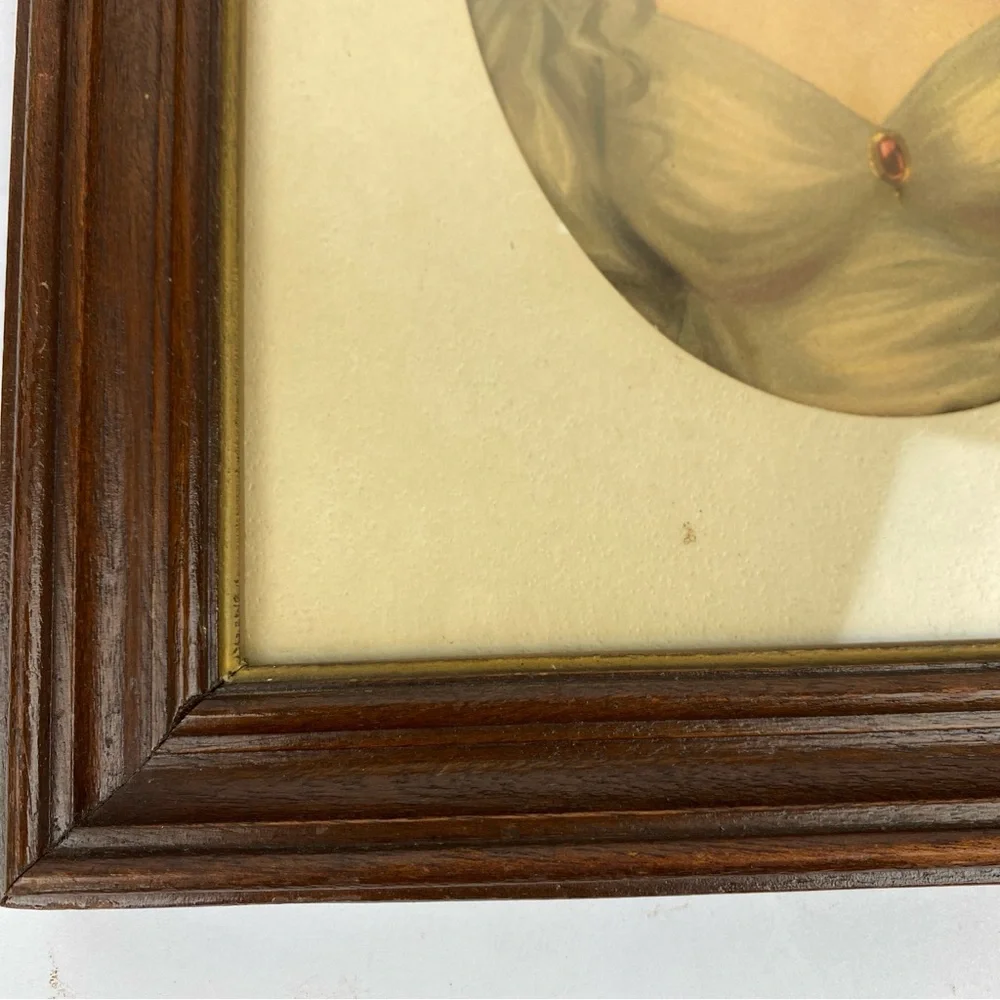 Vintage Wood Framed Print Portrait Lady Belgrave Vicountess Oval 10